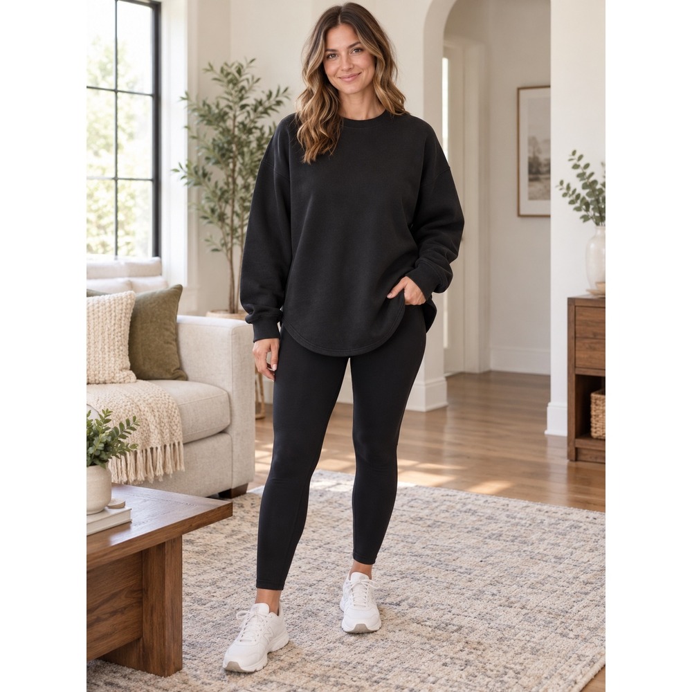 MATE the Label Organic Cotton Fleece Oversized Sweatshirt Black XL XXL